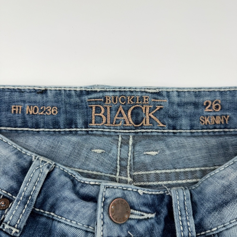 Buckle Black Skinny Jeans Women 26 Blue Fit No. 236 Distressed BBW1011 - Picture 5 of 10